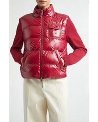 Moncler - Mixed Media Quilted Down Puffer Cardigan - Lyst