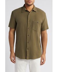 Treasure & Bond - Cotton Gauze Short Sleeve Button-up Shirt - Lyst