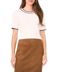 Halogen® - Tipped Short Sleeve Crewneck Sweater - Lyst