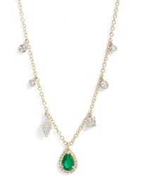 Meira T - Diamond & Emerald Pendant Necklace - Lyst