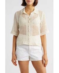 FRAME - The Crochet Short Sleeve Button-Up Shirt - Lyst