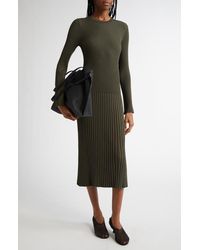 Proenza Schouler - Kenna Long Sleeve Rib Midi Dress - Lyst