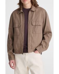 Madewell - Herringbone Zip Front Cotton & Linen Jacket - Lyst