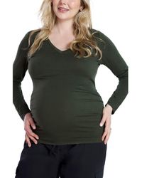 Motherhood Maternity - V-Neck Side-Ruched Maternity Long Sleeve Tee - Lyst