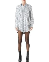 Grey Lab - Sequin Long Sleeve Mini Shirtdress - Lyst