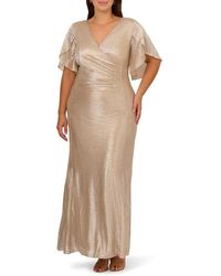 Adrianna Papell - Metallic Flutter Knit Mermaid Gown - Lyst