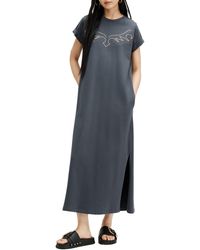 AllSaints - Randal Anna Embroidered Cotton T-shirt Dress - Lyst