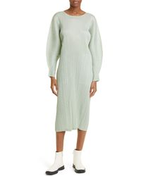 Pleats Please Issey Miyake - Monthly Colors November Pleated Long Sleeve Midi Dress - Lyst