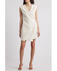 BOSS - Dagania Pinstripe Sleeveless Linen Blend Sheath Dress - Lyst