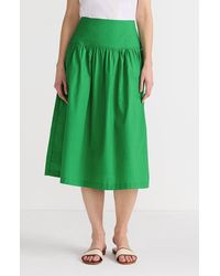 Lands' End - Poplin Drop Waist Midi Skirt - Lyst