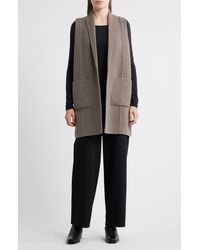 Eileen Fisher - Shawl Collar Double Woven Wool Longline Vest - Lyst
