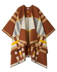 Burberry - Colour Block Check Wool Cape - Lyst