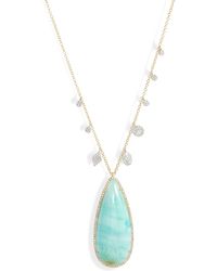 Meira T - Opalized Wood & Diamond Charm Necklace - Lyst