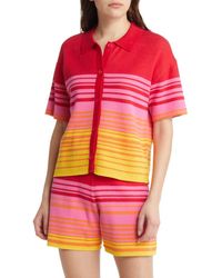 Monrow - Stripe Polo Sweater - Lyst