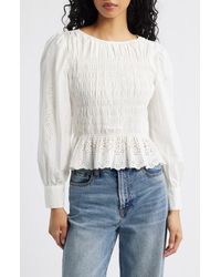 Rails - Tabi Eyelet Embroidered Smocked Cotton Top - Lyst