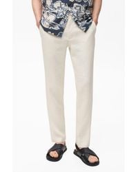 Mango - Slim Fit Flat Front Linen Pants - Lyst