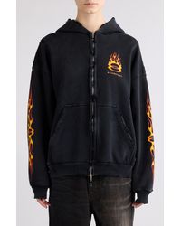 Balenciaga - Zip-up Distressed Graphic Hoodie - Lyst