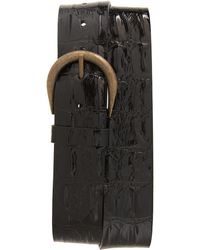 Saint Laurent - Cocco Croc Embossed Patent Leather Belt - Lyst