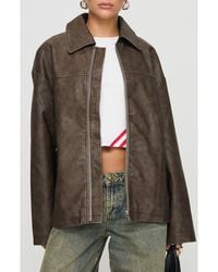 Princess Polly - Oversize Zip Faux Leather Jacket - Lyst