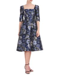 Kay Unger - Piper Floral Jacquard Fit & Flare Midi Dress - Lyst