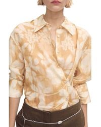 Mango - Floral Ramie Button-Up Shirt - Lyst