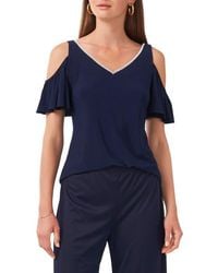 Chaus - Rhinestone Trim Cold Shoulder Top - Lyst