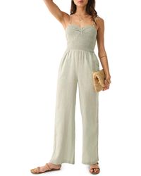 Faherty - Mandy Smocked Linen Jumpsuit - Lyst