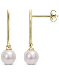 Julianna B - Cultured Pearl Linear Dangle Earrings 10K - Lyst
