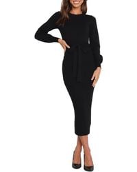 Petal & Pup - Helena Belted Long Sleeve Sweater Dress - Lyst