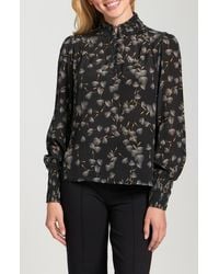 Apny - Puff Shoulder Button Front Top - Lyst