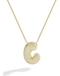 Mint & Lily - Pave Bubble Initial Necklace - Lyst