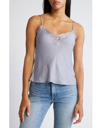 All In Favor - Lace Trim Satin Camisole In At Nordstrom, Size Small - Lyst