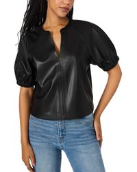 Steve Madden - Roxanne Short Sleeve Faux Leather Top - Lyst