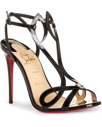 Christian Louboutin Double L 100 Patent Leather Sandals in Orange