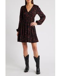 Treasure & Bond - Satin V-Neck Flounce Minidress - Lyst