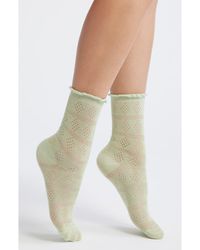 Casa Clara - Krista Cotton Blend Pointelle Crew Socks - Lyst