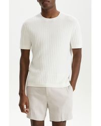 Theory - Cable Short Sleeve Cotton Blend Sweater - Lyst