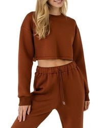 Grey Lab - Lounge Wear Crop Crewneck Sweatshirt - Lyst