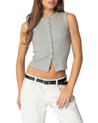 Edikted - Basel Front Button Rib Crop Top - Lyst