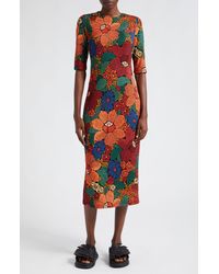 FARM Rio - Stitched Flowers Print Midi Dress - Lyst