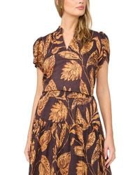 Halogen® - Ruffle Neck Flutter Sleeve Cotton Top - Lyst