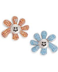 Collina Strada - Happy Blossom Crystal Pavé Mismatched Stud Earrings - Lyst