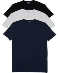 Emporio Armani - 3-pack Assorted Cotton Crewneck T-shirts - Lyst
