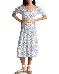Polo Ralph Lauren - Floral Print Ruffle Linen Dress - Lyst