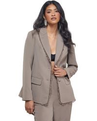Warehouse - Oversized Lace Frill Trim Blazer - Lyst