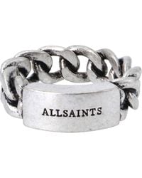 AllSaints - Sterling Silver Id Curb Chain Ring - Lyst