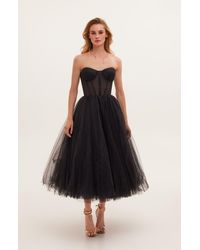 Milla - Strapless Puffy Tulle Midi Formal Occasion Dress - Lyst