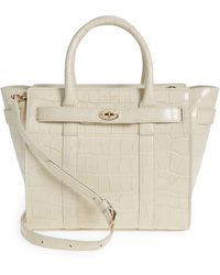 Mulberry - Mini Zipped Bayswater Croc Embossed Leather Satchel - Lyst
