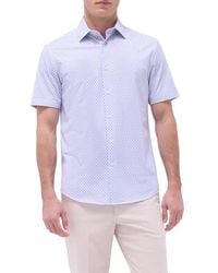 Bugatchi - Miles Ooohcotton Geo Print Short Sleeve Button-Up Shirt - Lyst