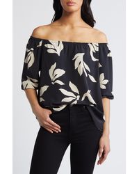 Loveappella - Floral Print Off The Shoulder Top - Lyst